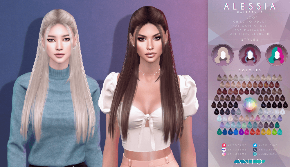 Скриншот мода Прическа (child-adult) Alessia Hairstyle